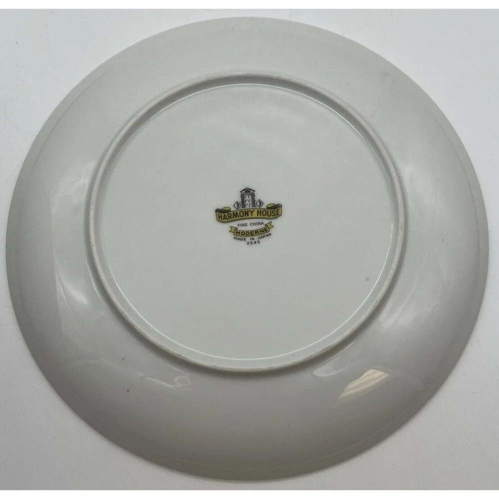 2 Vtg Harmony House Fine China Moderne 3545 Salad Lunch 7.5” Plate